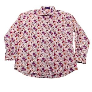 Alan Flusser Mens‎ XL Paisley Print Button Down Cotton Long Sleeve Boho Preppy